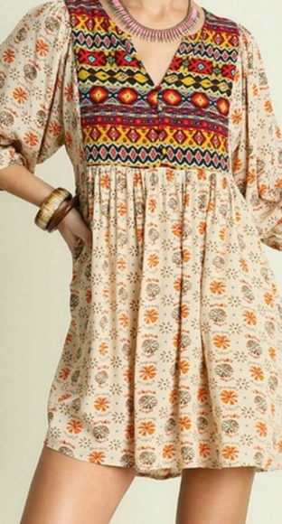 Umgee Boho Aztec Tunic/ Babydoll Dress NWT - Picture 2 of 11